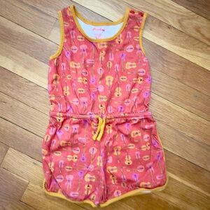 Piccolina Girls’ 4T Romper with Musical Instrument Pattern and Drawstring Waist
